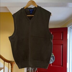Izod Olive V-Neck Knit Vest